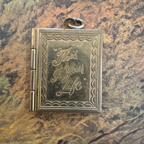 Vintage Jewelry - Vintage Locket Pendant Book  “This Is Your Life” Silver Tone, Functioning